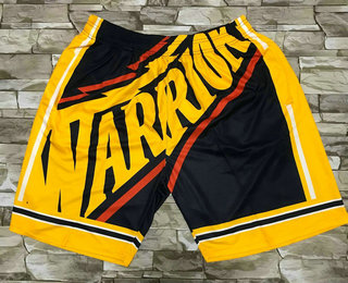 Men's Golden State Warriors Black Big Face Mitchell Ness Hardwood Classics Soul Swingman Throwback Shorts