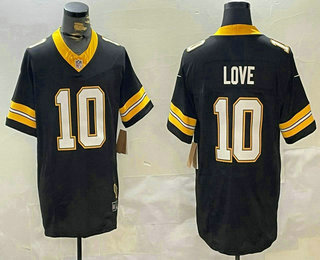 Men's Green Bay Packers #10 Jordan Love Green Black FUSE Home Patch Vapor Limited Stitched Jersey