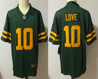 Men's Green Bay Packers #10 Jordan Love Green Yellow 2021 Vapor Untouchable Stitched NFL Nike Limited Jersey