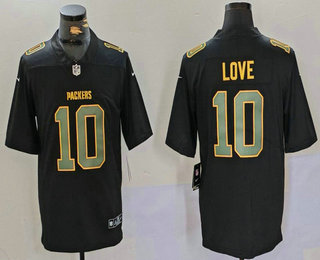 Men's Green Bay Packers #10 Jordan Love Limited Black Fashion Vapor Jersey