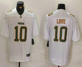 Men's Green Bay Packers #10 Jordan Love White Fashion Vapor Limited Stitched Jersey