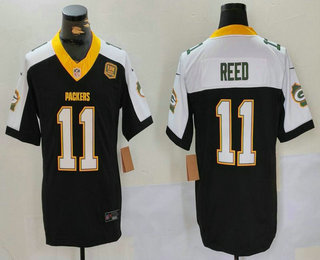 Men's Green Bay Packers #11 Jayden Reed Black White FUSE 13 X World Champions Vapor Limited Stitched Jersey