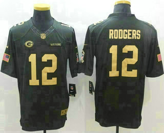 Men's Green Bay Packers #12 Aaron Rodgers Anthracite Gold 2016 Salute To Service Stitched NFL Nike Limited Jersey