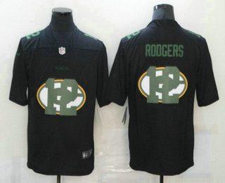 Men's Green Bay Packers #12 Aaron Rodgers Black 2020 Shadow Logo Vapor Untouchable Stitched NFL Nike Limited Jersey