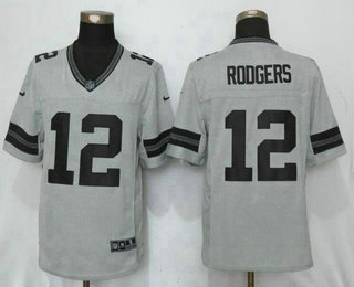 Men's Green Bay Packers #12 Aaron Rodgers Gray Gridiron II Stitched NFL Nike Limited Jersey