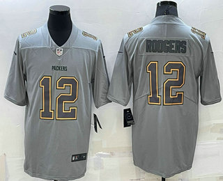 Men's Green Bay Packers #12 Aaron Rodgers Grey Atmosphere Fashion 2022 Vapor Untouchable Stitched Limited Jersey