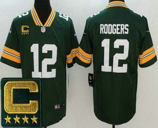 Men's Green Bay Packers #12 Aaron Rodgers Limited Green 2022 Captain Patch Vapor Jersey