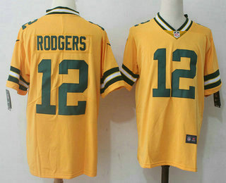 Men's Green Bay Packers #12 Aaron Rodgers Yellow 2017 Vapor Untouchable Stitched NFL Nike Limited Jersey