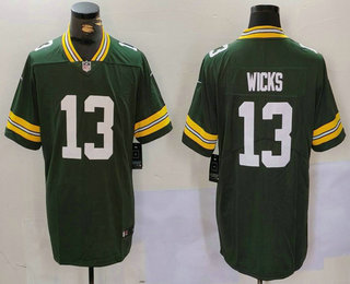 Men's Green Bay Packers #13 Dontayvion Wicks Green Vapor Untouchable Stitched Jersey