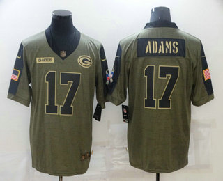 Men's Green Bay Packers #17 Davante Adams 2021 Olive Salute To Service Limited Stitched Jersey