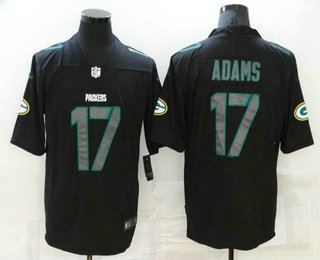 Men's Green Bay Packers #17 Davante Adams Black 2020 Fashion Impact Black Color Rush Stitched NFL Nike Limited Jersey