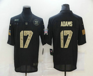 Men's Green Bay Packers #17 Davante Adams Black Camo 2020 Salute To Service Stitched NFL Nike Limited Jersey