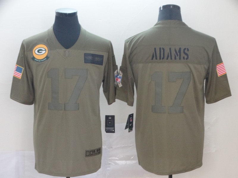 Men's Green Bay Packers #17 Davante Adams NEW Olive 2019 Salute To Service Stitched NFL Nike Limited Jersey