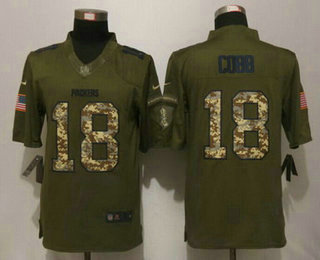 Men's Green Bay Packers #18 Randall Cobb Green Salute to Service 2015 NFL Nike Limited Jersey