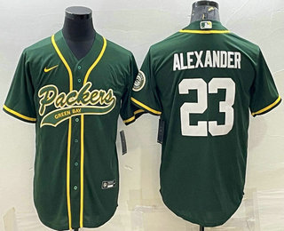 Men's Green Bay Packers #23 Jaire Alexander Green With Patch Cool Base Stitched Baseball Jersey