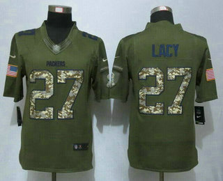 Men's Green Bay Packers #27 Eddie Lacy Green Salute to Service 2015 NFL Nike Limited Jersey