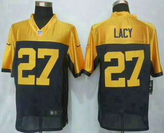 Men's Green Bay Packers #27 Eddie Lacy Navy Blue Gold Alternate NFL Nike Limited Jersey