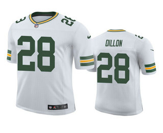 Men's Green Bay Packers #28 A.J. Dillon White 2020 NFL Draft Vapor Limited Jersey