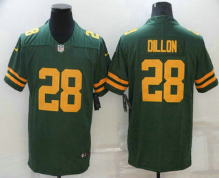 Men's Green Bay Packers #28 AJ Dillon Green Yellow 2021 Vapor Untouchable Stitched NFL Nike Limited Jersey