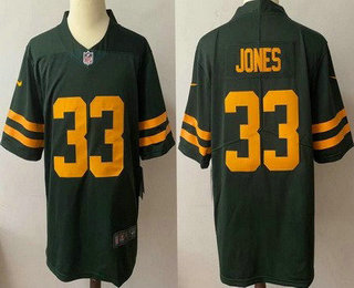 Men's Green Bay Packers #33 Aaron Jones Green Yellow 2021 Vapor Untouchable Stitched NFL Nike Limited Jersey