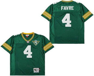 Men's Green Bay Packers #4 Brett Favre Green 75th 1993 Throwback Jersey