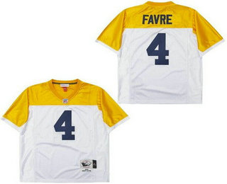 Men's Green Bay Packers #4 Brett Favre White Yellow 1994 Throwback Jersey