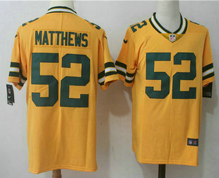 Men's Green Bay Packers #52 Clay Matthews Gold 2017 Color Rush Stitched NFL Nike Limited Jersey