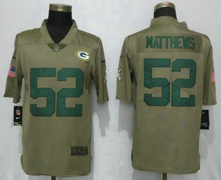 Men's Green Bay Packers #52 Clay Matthews Olive 2017 Salute To Service Stitched NFL Nike Limited Jersey