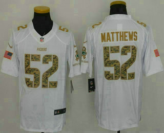 Men's Green Bay Packers #52 Clay Matthews White Salute To Service Stitched NFL Nike Limited Jersey