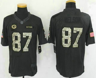 Men's Green Bay Packers #87 Jordy Nelson Black Anthracite 2016 Salute To Service Stitched NFL Nike Limited Jersey