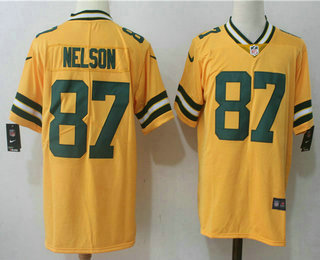 Men's Green Bay Packers #87 Jordy Nelson Gold 2017 Color Rush Stitched NFL Nike Limited Jersey