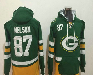 Men's Green Bay Packers #87 Jordy Nelson NEW Green Pocket Stitched NFL Pullover Hoodie