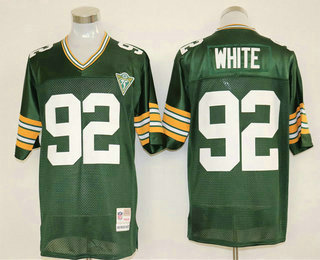 Men's Green Bay Packers #92 Reggie White Green 75TH Throwback Jersey