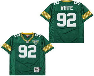 Men's Green Bay Packers #92 Reggie White Green 75th 1993 Throwback Jersey