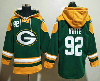 Men's Green Bay Packers #92 Reggie White Green Ageless Must Have Lace Up Pullover Hoodie