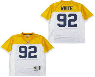 Men's Green Bay Packers #92 Reggie White White Yellow 1994 Throwback Jersey