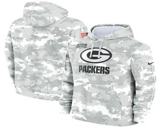 Men's Green Bay Packers 2024 Camo Salute to Service Club Fleece Pullover Hoodie