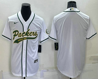 Men's Green Bay Packers Blank White Stitched MLB Cool Base Nike Baseball Jersey