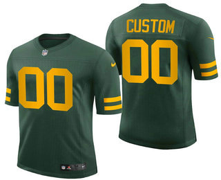 Men's Green Bay Packers Custom Green Yellow 2021 Vapor Untouchable Stitched NFL Nike Limited Jersey