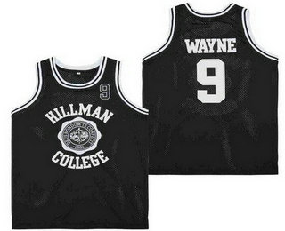 Men's Hillman College #9 Dwayne Wayne Black College Basketball Jersey