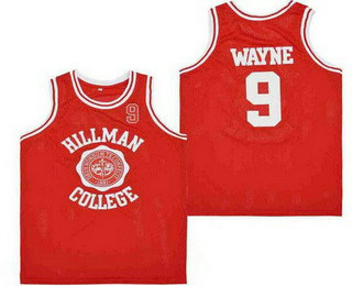 Men's Hillman College #9 Dwayne Wayne Red College Basketball Jersey