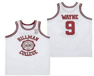 Men's Hillman College #9 Dwayne Wayne White College Basketball Jersey