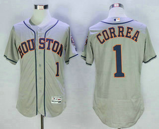 Men's Houston Astros #1 Carlos Correa Gray Road 2016 Flexbase Majestic Baseball Jersey