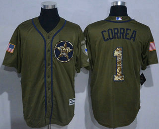 Men's Houston Astros #1 Carlos Correa Green Salute To Service Cool Base Stitched MLB Jersey