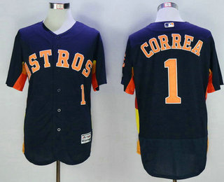 Men's Houston Astros #1 Carlos Correa Navy Blue 2016 Flexbase Majestic Baseball Jersey