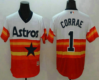 Men's Houston Astros #1 Carlos Correa Orange With White Flexbase 2016 MLB Player Jersey