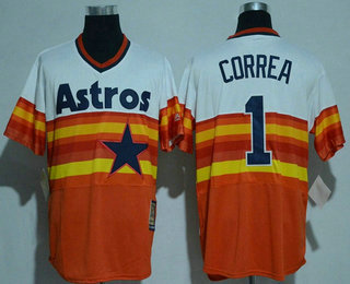 Men's Houston Astros #1 Carlos Correa Rainbow Stitched MLB Majestic Cool Base Cooperstown Collection Player Jersey