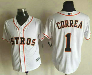 Men's Houston Astros #1 Carlos Correa White New Cool Base Jersey