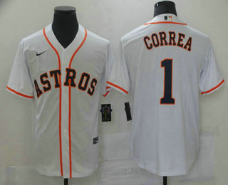 Men's Houston Astros #1 Carlos Correa White Stitched MLB Cool Base Nike Jersey