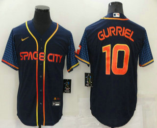 Men's Houston Astros #10 Yuli Gurriel 2022 Navy Blue City Connect Cool Base Stitched Jersey